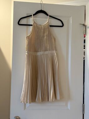Abercrombie Cream Pleated Halter Satin Dress